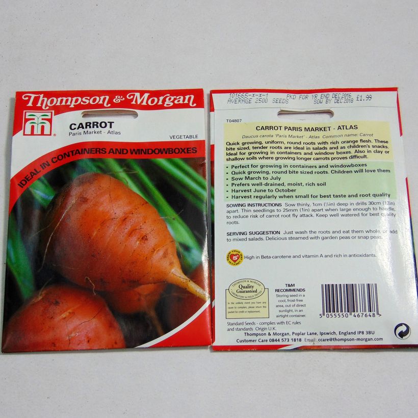 Example of Carrot Paris Market Atlas - Daucus carota per pack of 100 seeds specimen as delivered
