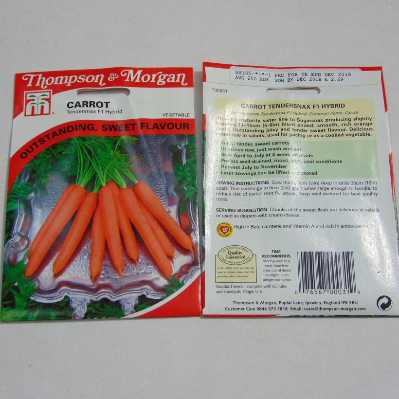 Example of Carrot Tendersnax F1 - Daucus carota per pack of 250 seeds specimen as delivered