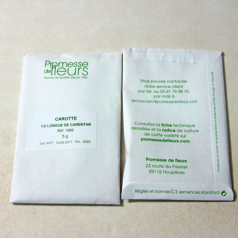 Example of Carrot de Carentan per pack of 3600 seeds (5g) specimen as delivered