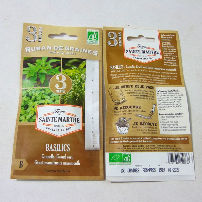 Example of Ocimum basilicum  Ribbon seeds specimen as delivered