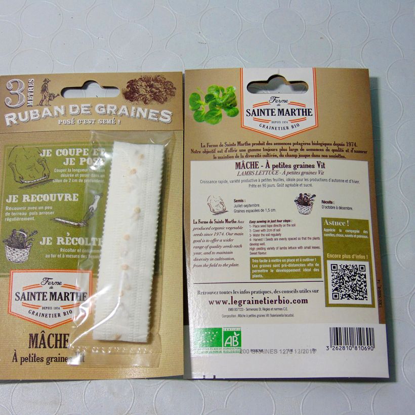 Example of Corn salad Vit - Ferme de Sainte Marthe seeds Ribbon seeds specimen as delivered