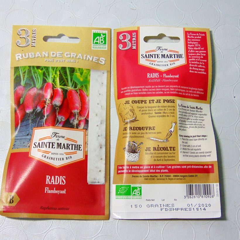 Example of Radish Flamboyant - Ferme de Sainte Marthe seeds per 1 g seed pack specimen as delivered