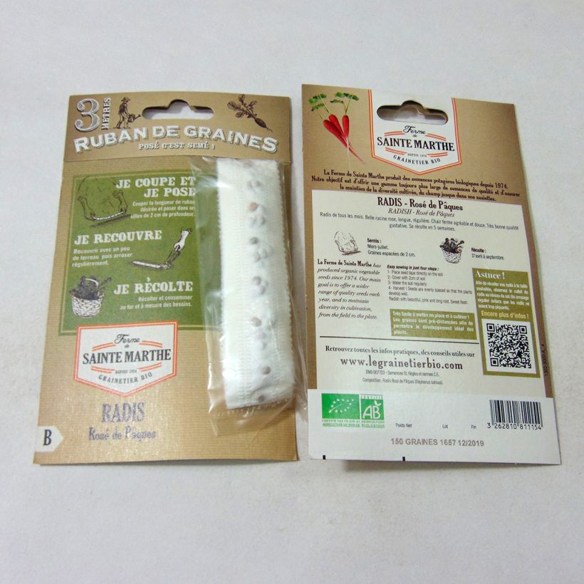 Example of Radish Rose de Pâques - Ferme de Sainte Marthe seeds per 1 g seed pack specimen as delivered