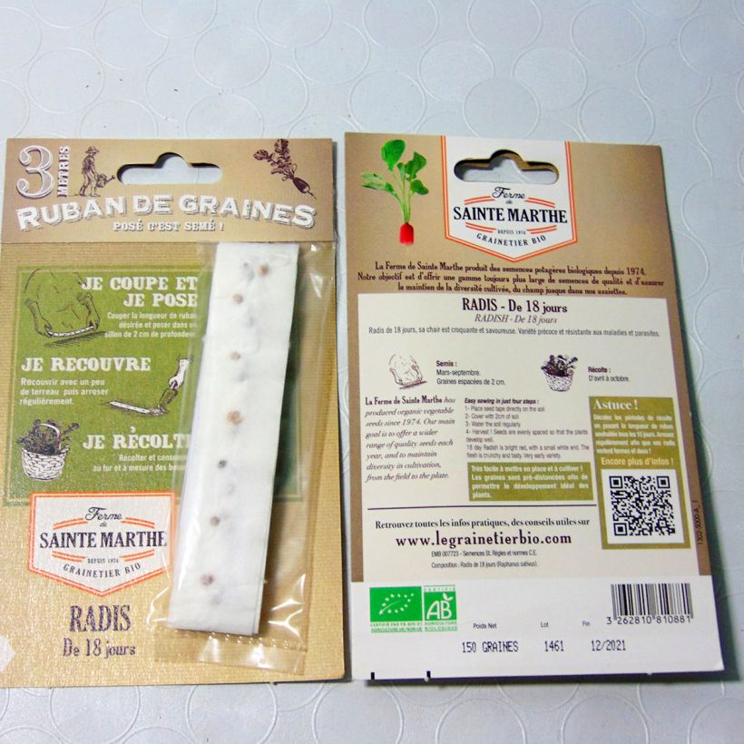 Example of Radish De 18 Jours - Ferme de Sainte Marthe seeds per 1 g seed pack specimen as delivered