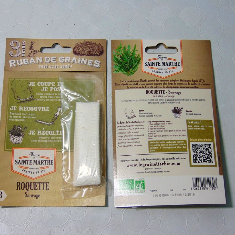 Example of Wild Rocket - Ferme de Sainte Marthe seeds Ribbon seeds specimen as delivered