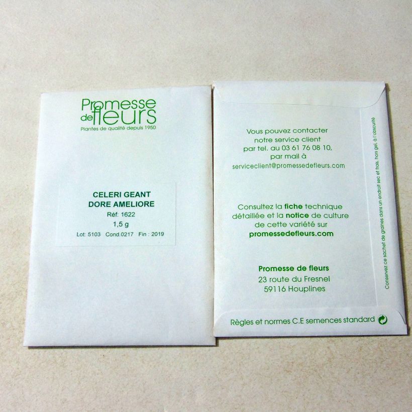 Example of Celery Géant Doré Amélioré per pack of 2000 seeds (1,5g) specimen as delivered