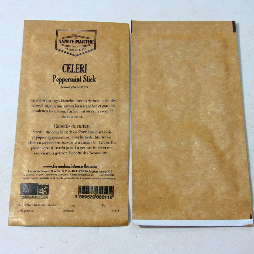 Example of Celery Peppermint Stick - Ferme de Sainte Marthe Seeds per pack of 475 seeds specimen as delivered