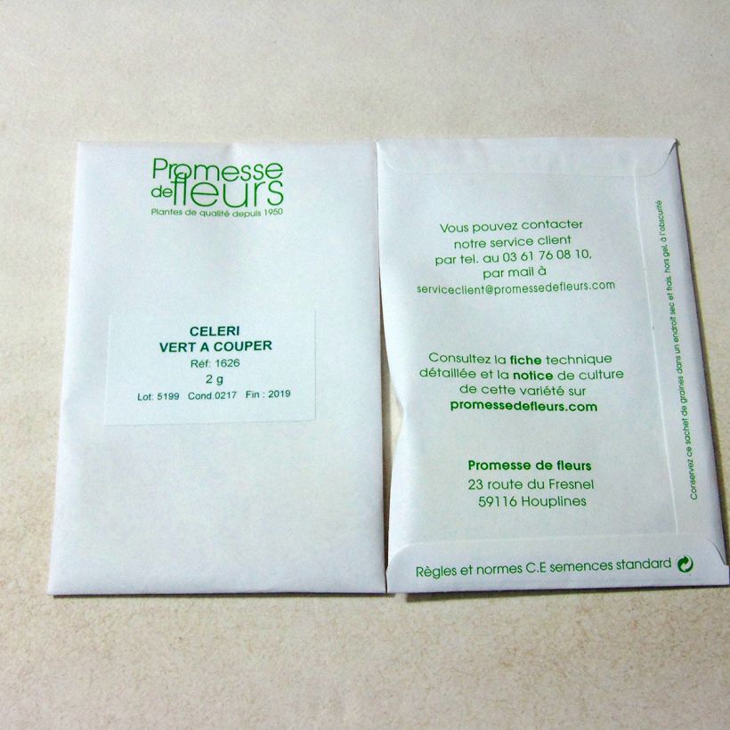 Example of Leaf Celery per pack of 4000 seeds (2g) specimen as delivered