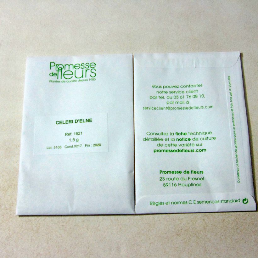 Example of D'Elne Celery - Apium graveolens per pack of 3000 seeds (1,5g) specimen as delivered