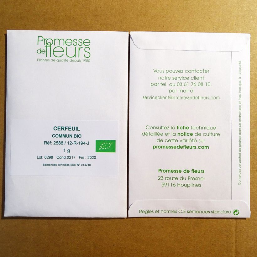 Example of Chervil - French parsley per pack of 500 seeds (1,5g) specimen as delivered
