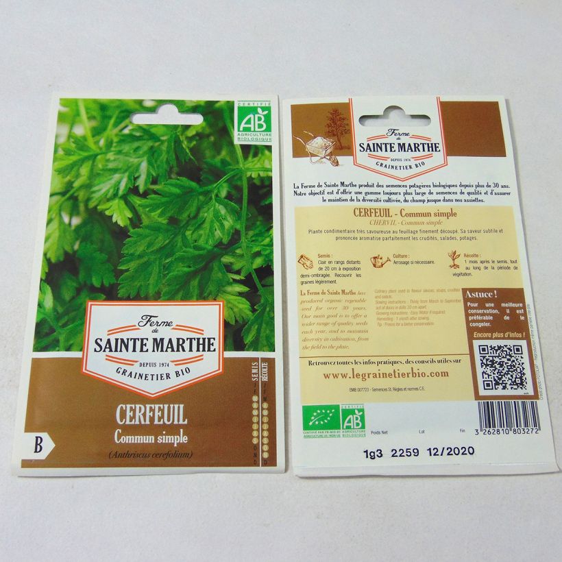 Example of Chervil - Ferme de Sainte Marthe Seeds per pack of 500 seeds (1,5g) specimen as delivered