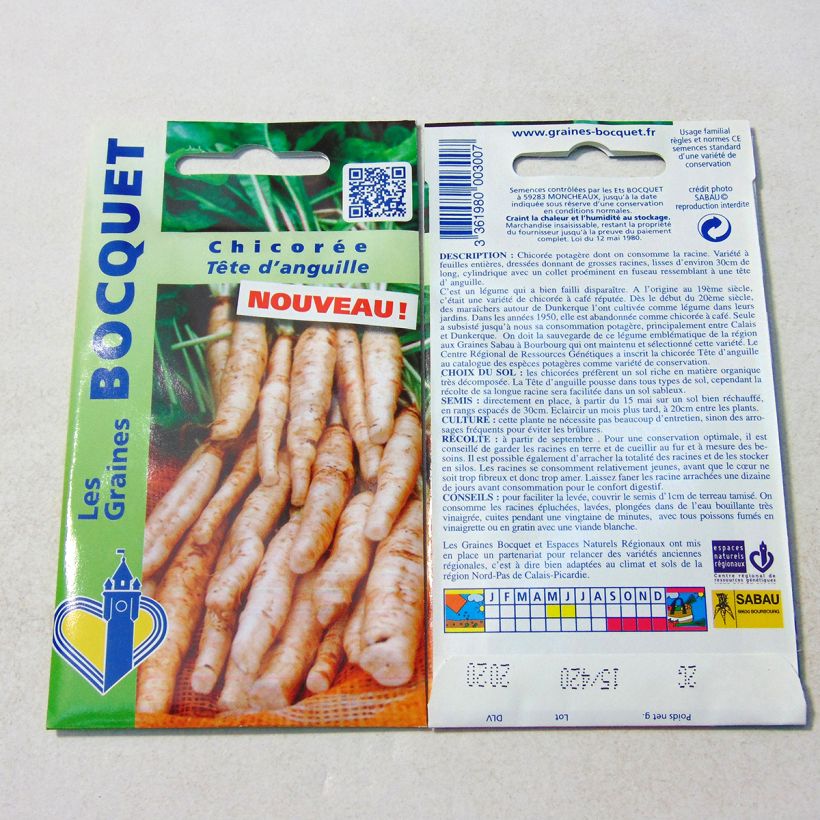 Example of Broad Leaf Chicory Eel's Head - Cichorium endivia per pack of 1200 seeds (2g) specimen as delivered