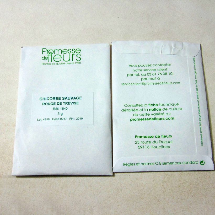 Example of Chicory Rossa di Treviso per pack of 1800 seeds (3g) specimen as delivered