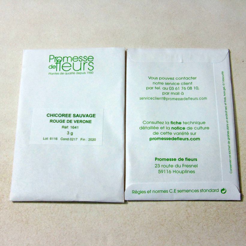 Example of Chicory Rossa di Verona per pack of 1800 seeds (3g) specimen as delivered