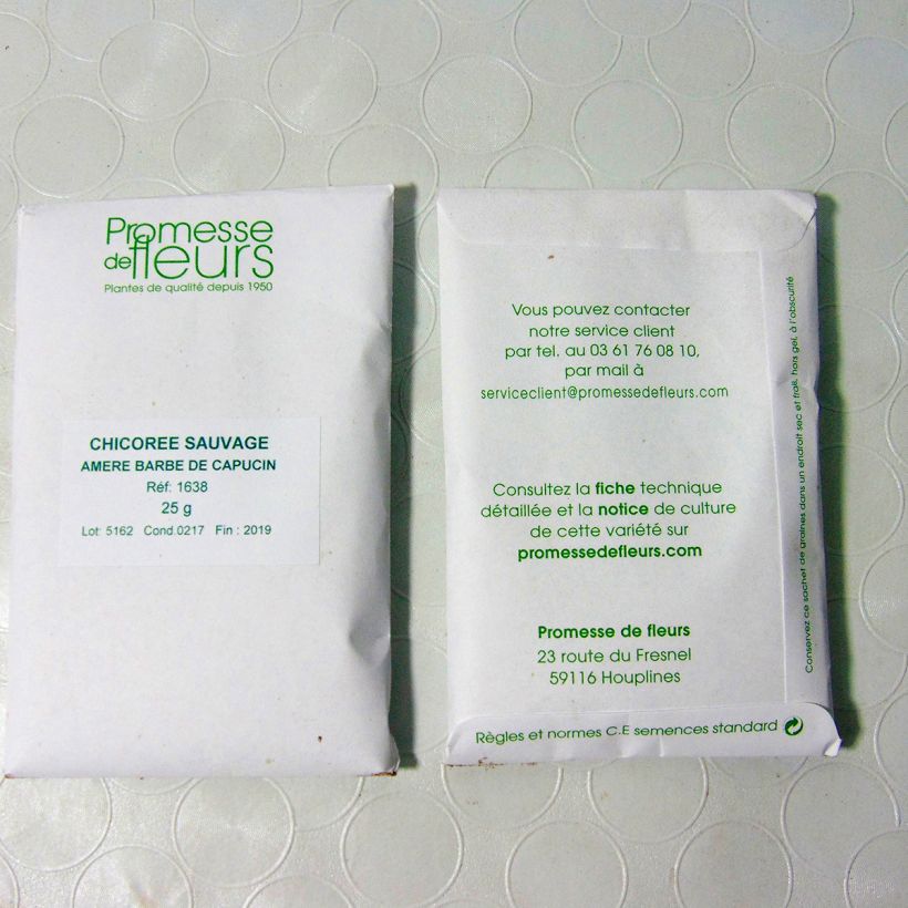 Example of Chicory Monk's Beard - Cichorium intybus per pack of 15000 seeds (25g) specimen as delivered