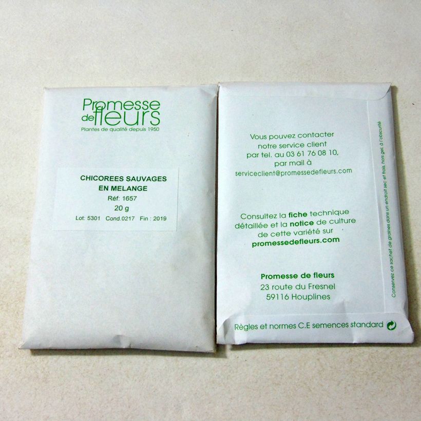 Example of Chicory Seed Mix per pack of 12000 seeds (20g) specimen as delivered