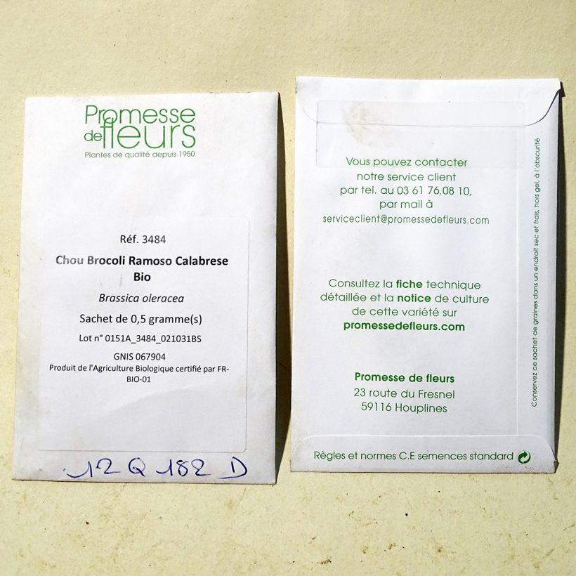 Example of Organic Broccoli Ramoso Calabrese - Brassica oleracea italica per pack of 200 seeds (1g) specimen as delivered