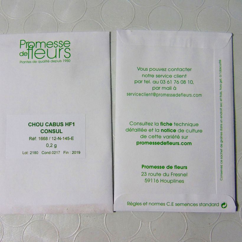 Example of Cabbage Consul F1 per pack of 400 seeds (2g) specimen as delivered