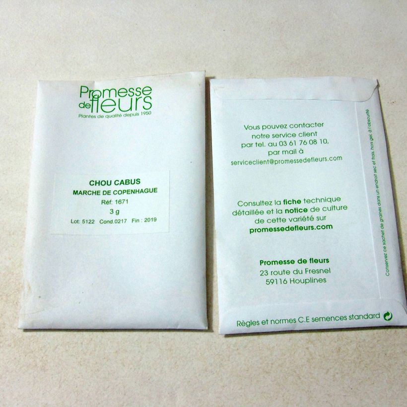 Example of Cabbage Copenhagen Market per pack of 650 seeds (3g) specimen as delivered