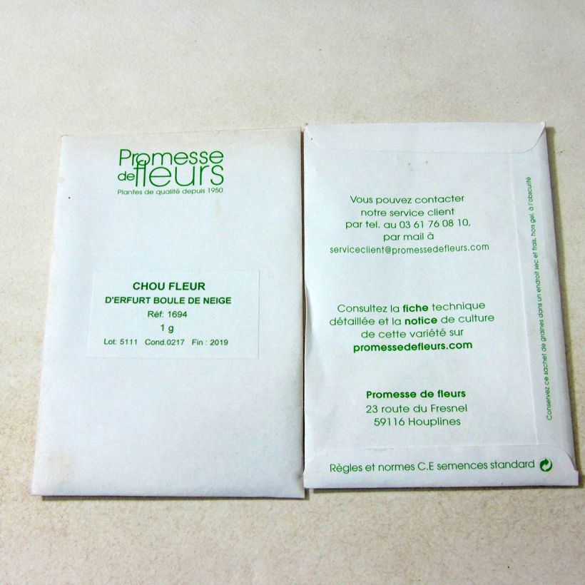 Example of Cauliflower Snowball per pack of 200 seeds (1g) specimen as delivered