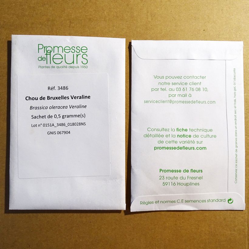 Example of Brussels sprouts Veraline per pack of 200 seeds (0.5g) specimen as delivered