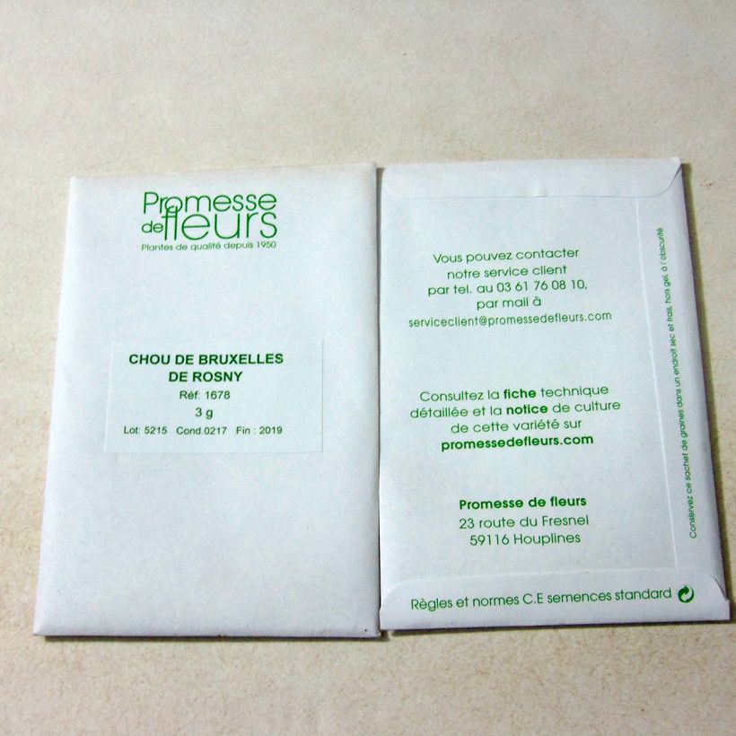 Example of Brussels Sprouts Rosny - Brassica oleracea gemmifera per pack of 800 seeds (3g) specimen as delivered