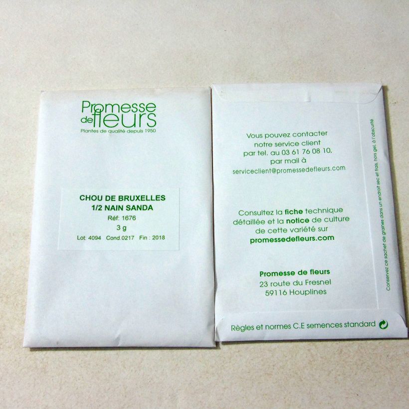Example of Brussels Sprout Sanda Half-Dwarf - Brassica oleracea gemmifera per pack of 800 seeds (3g) specimen as delivered