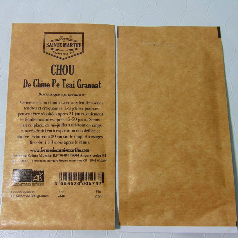 Example of Chinese Cabbage Granaat - Ferme de Sainte Marthe Seeds per pack of 300 seeds specimen as delivered