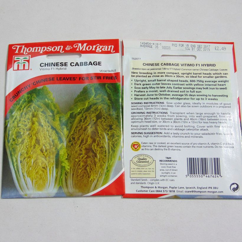 Example of Chinese Cabbage Pak Choi Vitimo F1 per pack of 35 seeds specimen as delivered
