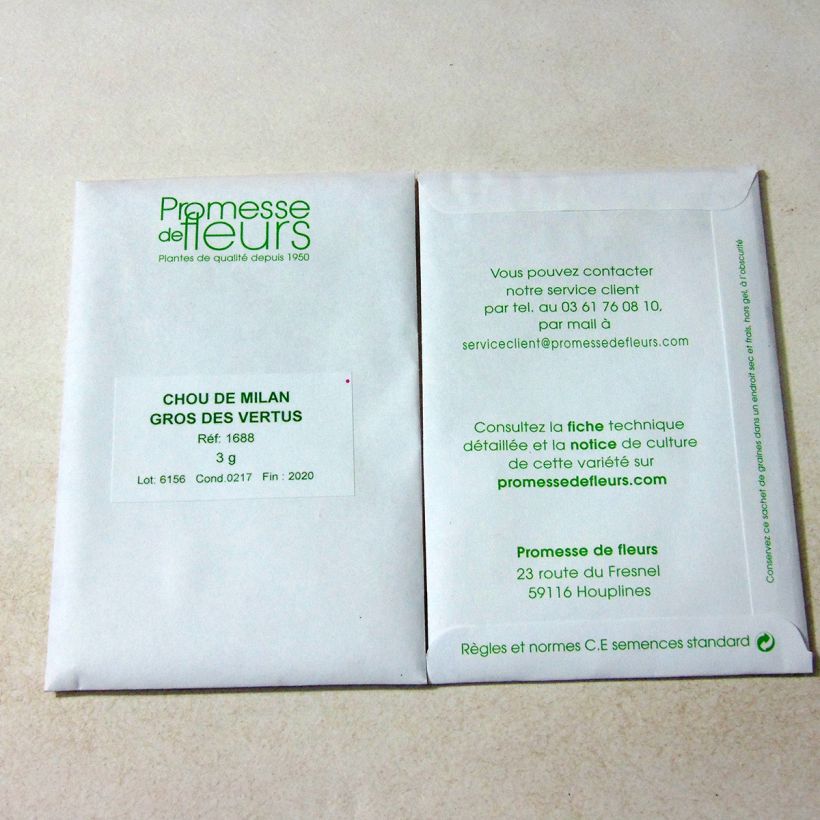 Example of Cabbage Gros des Vertus - Brassica oleracea sabauda per pack of 850 seeds (3g) specimen as delivered