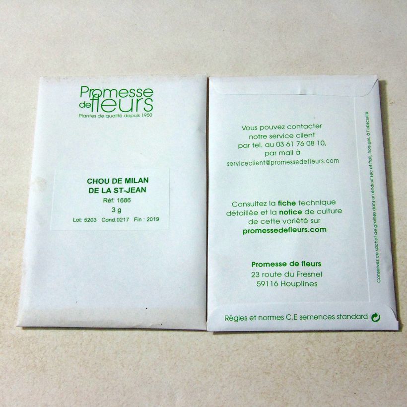 Example of Savoy Cabbage Saint Jean per pack of 850 seeds (3g) specimen as delivered