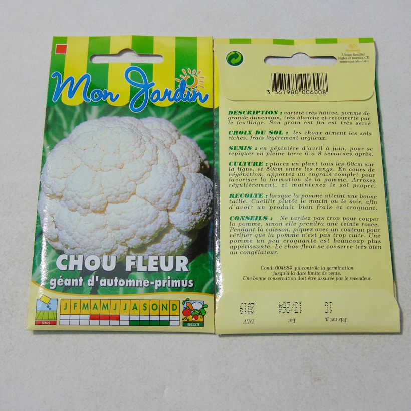Example of Cauliflower Autumn Giant Primus - Brassica oleracea per pack of 300 seeds (1g) specimen as delivered