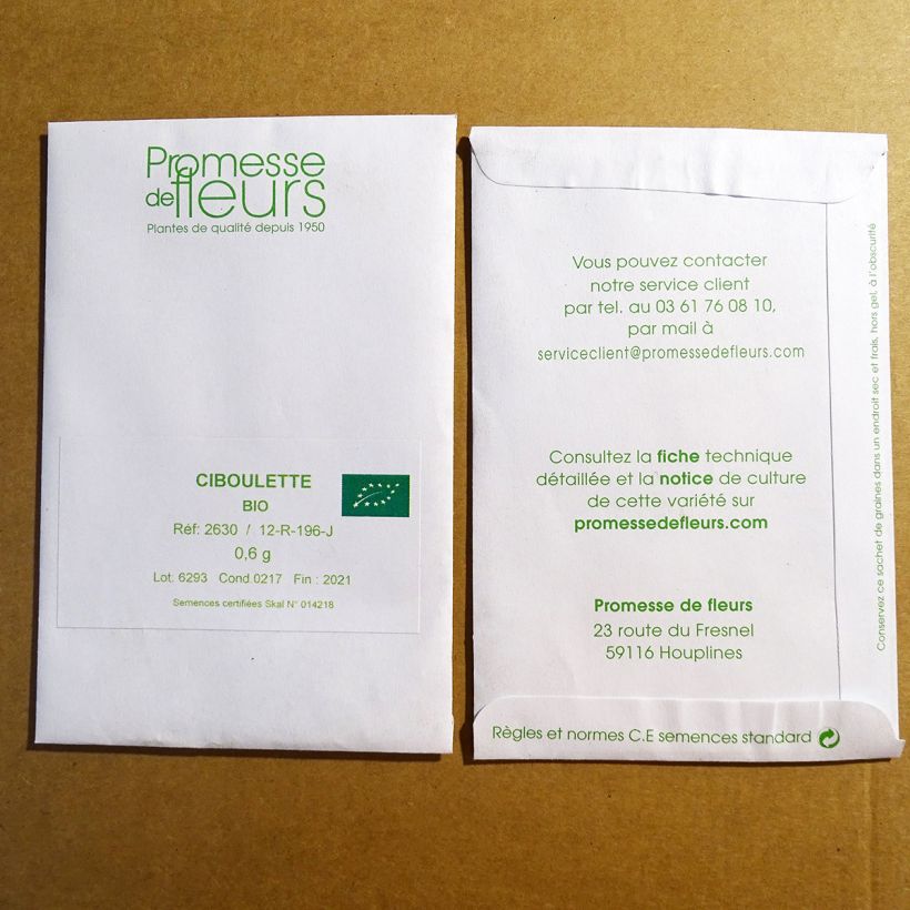 Example of Common Chives per pack of 600 seeds (0,8g) specimen as delivered