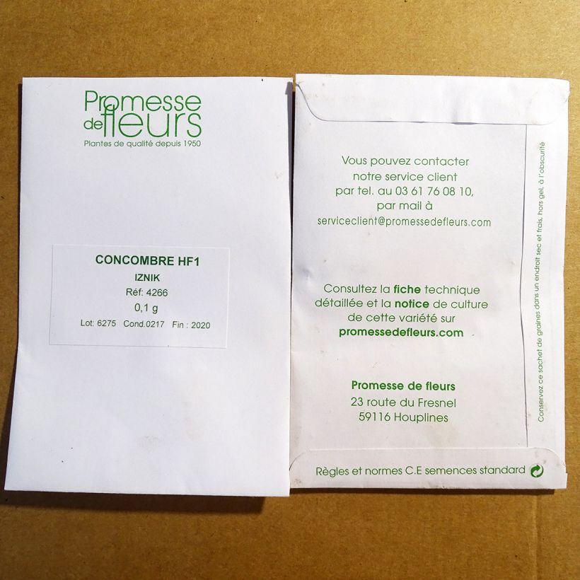 Example of Cocktail cucumber Iznik F1 per 0,1 g seed pack specimen as delivered