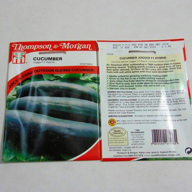 Example of Cucumber Jogger F1 - Cucumis sativus per pack of 12 seeds specimen as delivered