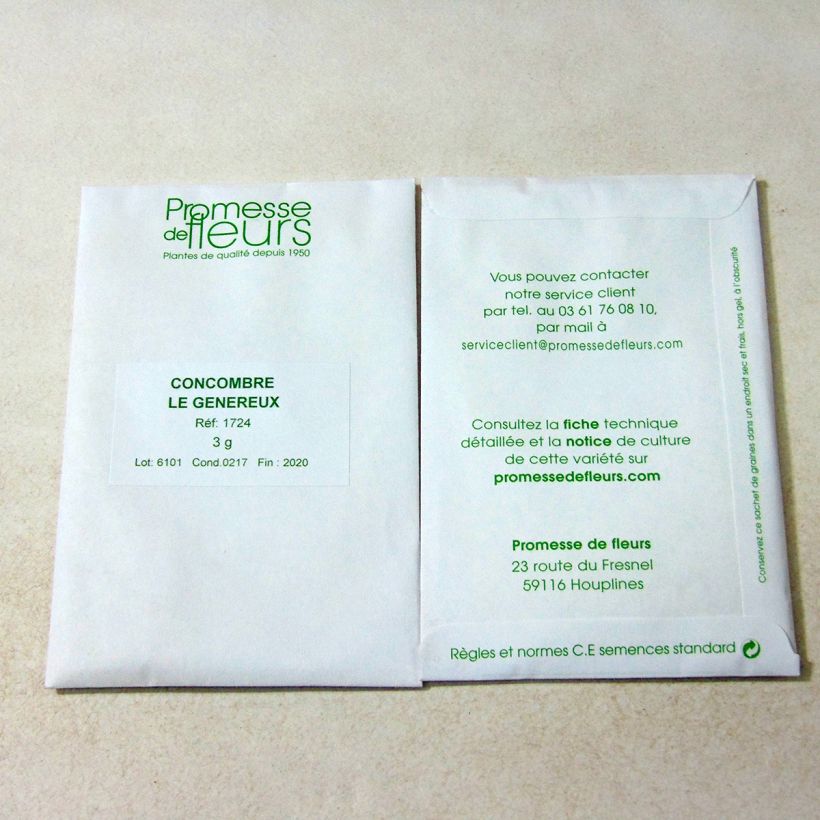 Example of Cucumber Le Généreux per pack of 100 seeds (3g) specimen as delivered