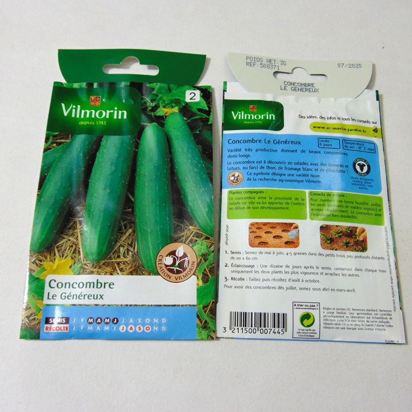 Example of Cucumber Le Généreux - Vilmorin Seeds per pack of 105 seeds (3g) specimen as delivered