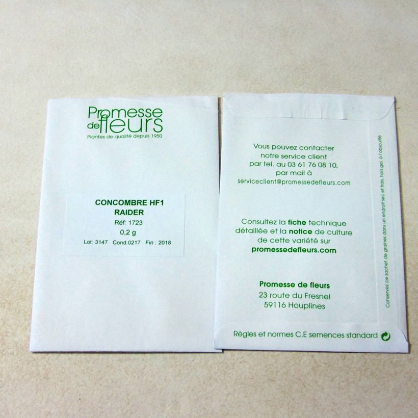 Example of Cucumber Raider F1 per pack of 6 ? 8 seeds (0,2g) specimen as delivered