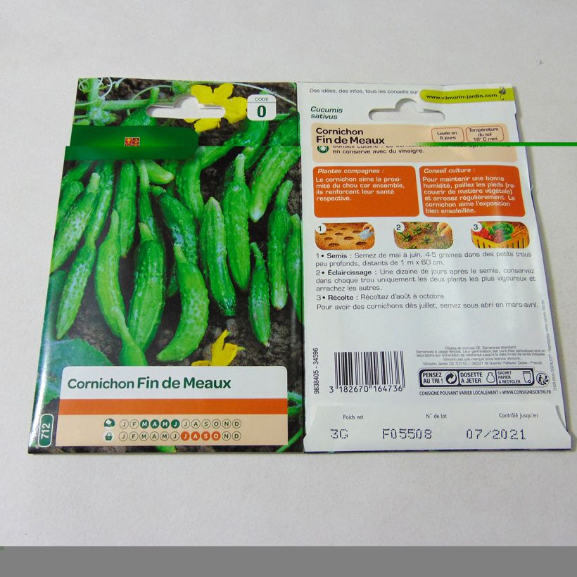 Example of Gherkin Fin de Meaux - Vilmorin Seeds per pack of 105 seeds (3g) specimen as delivered