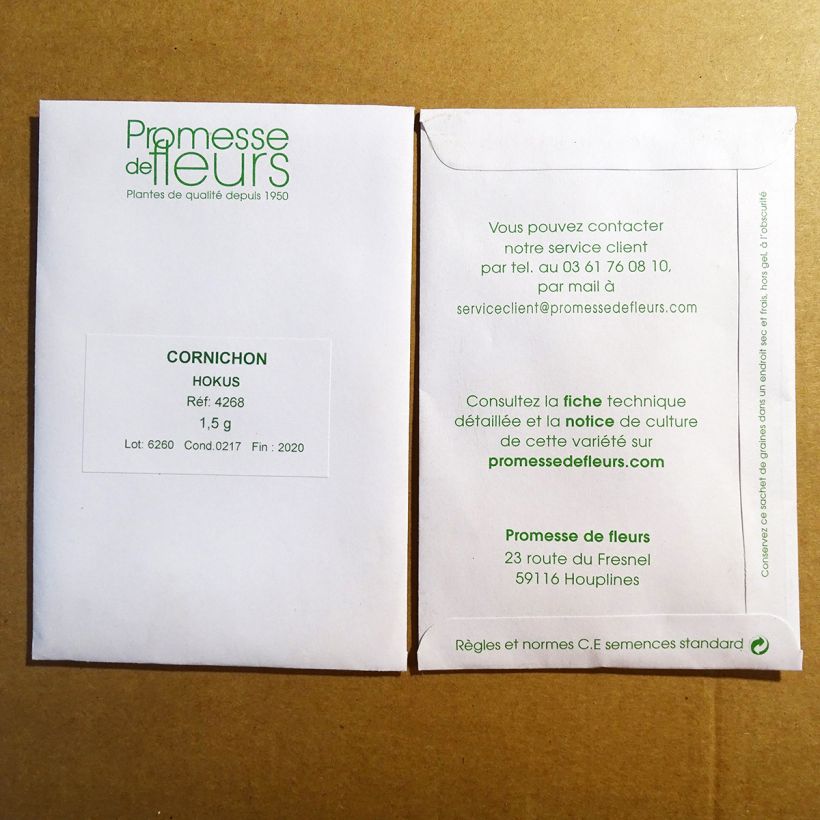 Example of Gherkin Hokus per pack of 50 seeds (1,5g) specimen as delivered