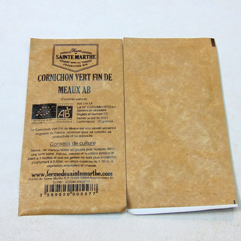 Example of Gherkin Fin de Meaux - Ferme de Sainte Marthe Seeds per pack of 50 seeds (1g) specimen as delivered