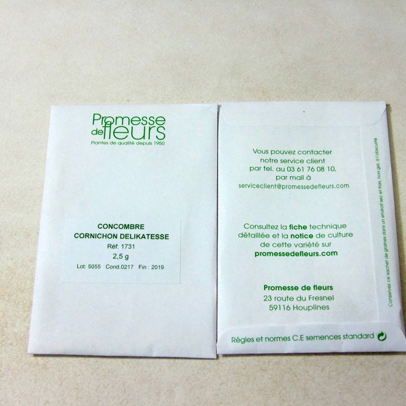 Example of Cucumber Delikatess per pack of 85 seeds (2,5g) specimen as delivered
