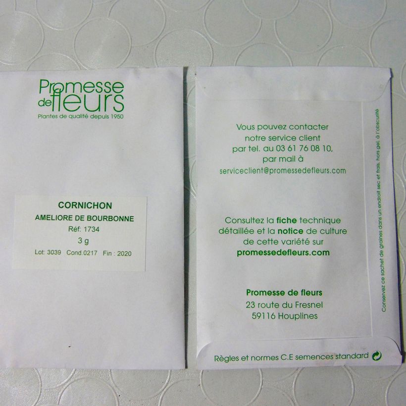 Example of Cucumber Improved Bourbonne - Cucumis sativus per pack of 105 seeds (3g) specimen as delivered