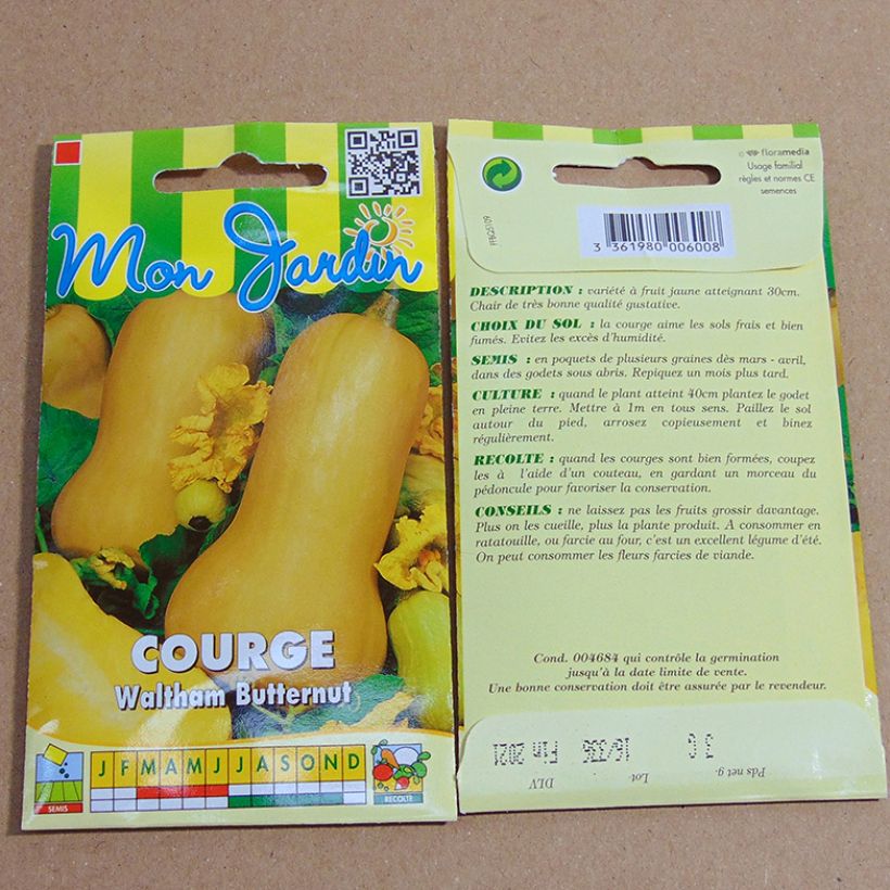 Example of Squash Waltham Butternut - Cucurbita moschata per pack of 18 seeds (3g) specimen as delivered