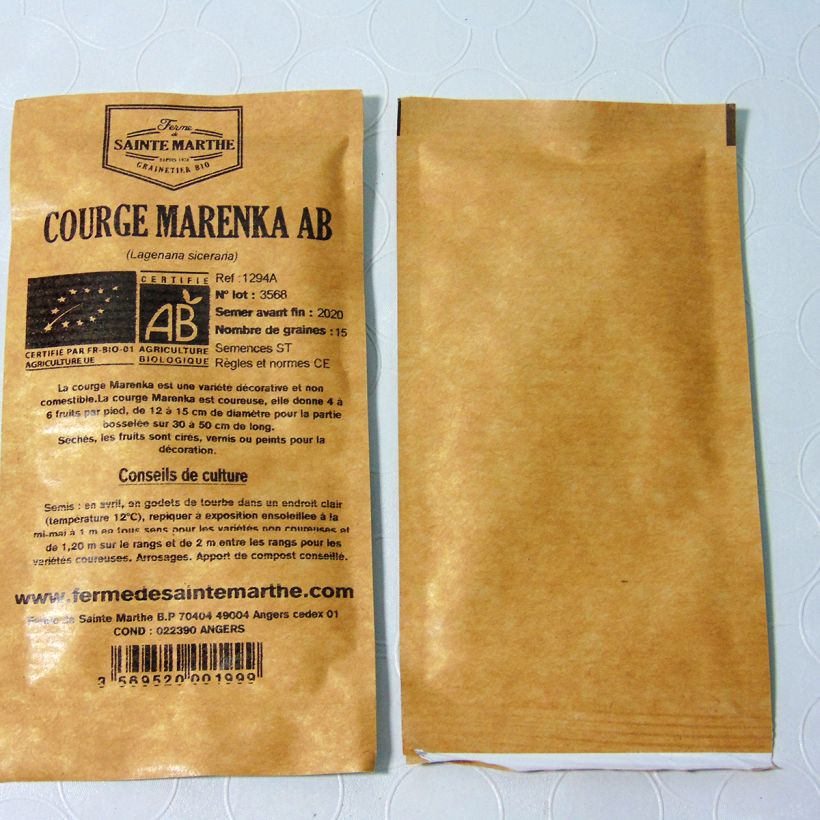 Example of Lagenaria siceraria 'Marenka' per pack of 15 seeds (2g) specimen as delivered