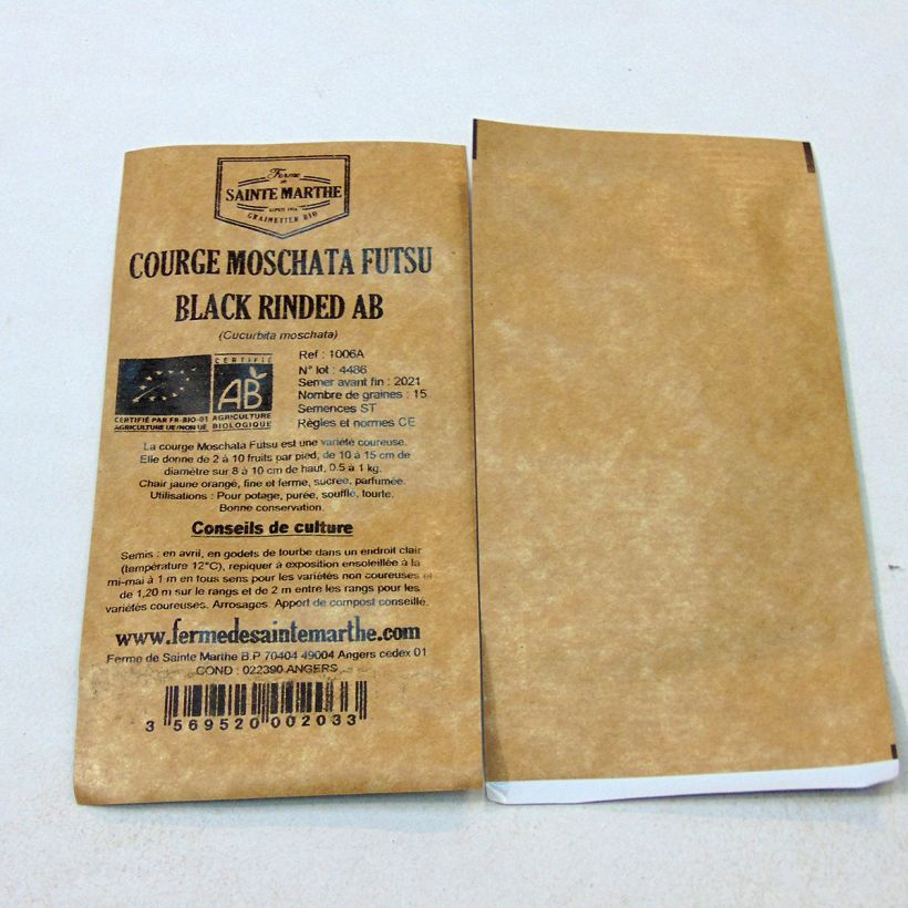 Example of Squash Black Futsu - Ferme de Sainte Marthe Seeds per pack of 20 seeds (1g) specimen as delivered