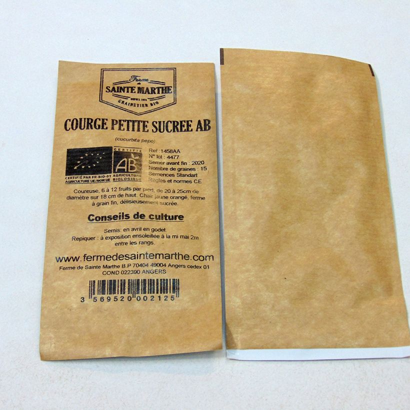 Example of Squash Petite sucrée - Ferme de Sainte Marthe Seeds per pack of 15 seeds (2g) specimen as delivered