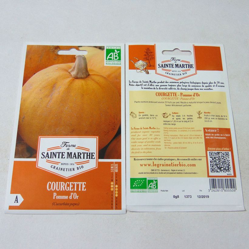 Example of Squash Pomme dOr - Ferme de Sainte Marthe Seeds specimen as delivered