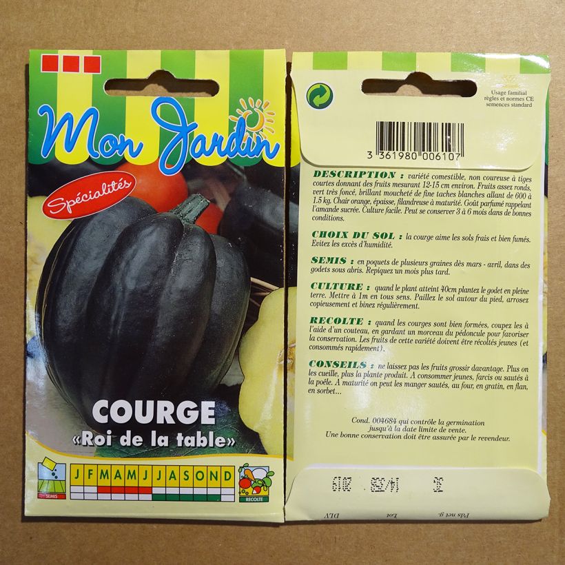 Example of Squash Table King - Cucurbita pepo per pack of 18 seeds (3g) specimen as delivered