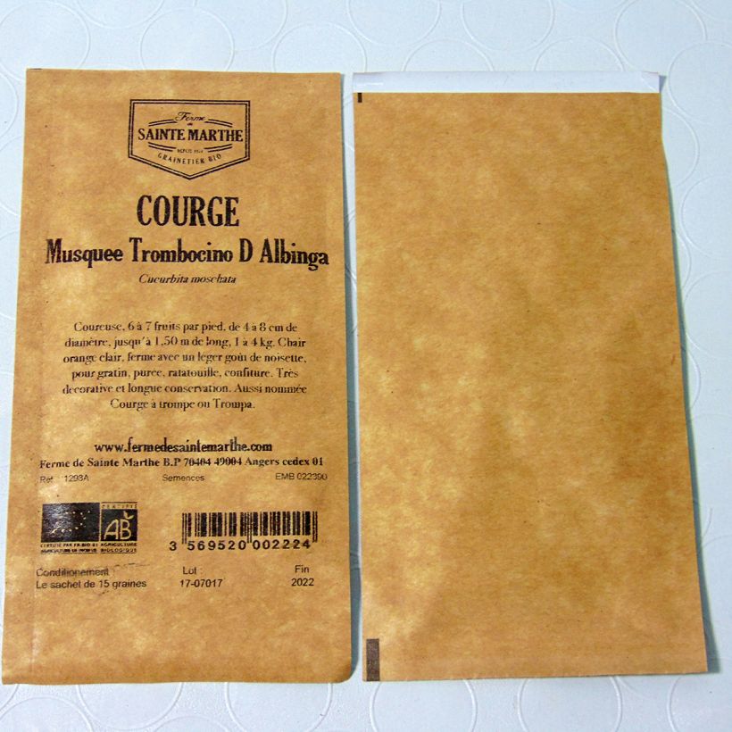 Example of Squash Trombetta di Albenga - Ferme de Sainte Marthe Seeds per pack of 20 seeds (1g) specimen as delivered